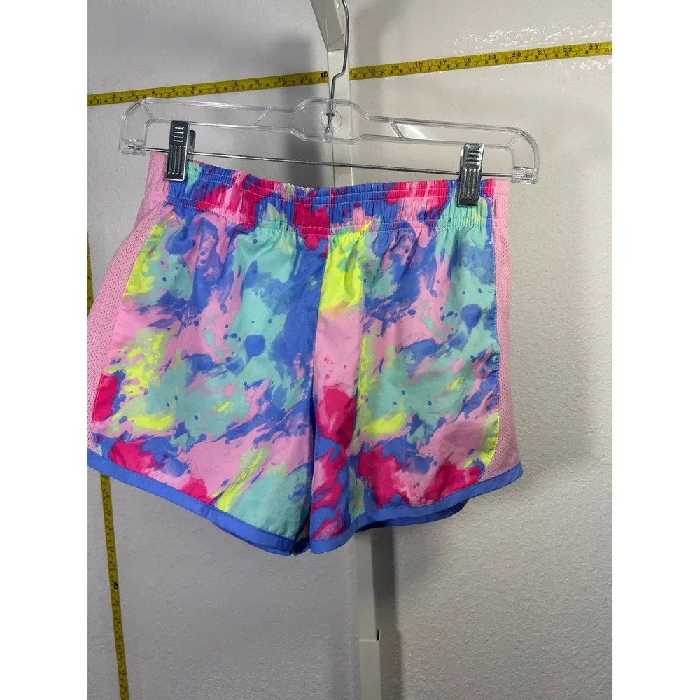 Danskin Now Girls Large 10-12 Athletic Shorts Multi-Color Abstract Mesh Sides‎